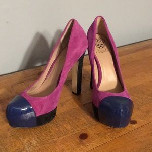 Vince Camino Purple, Blue, Black Platform Heels